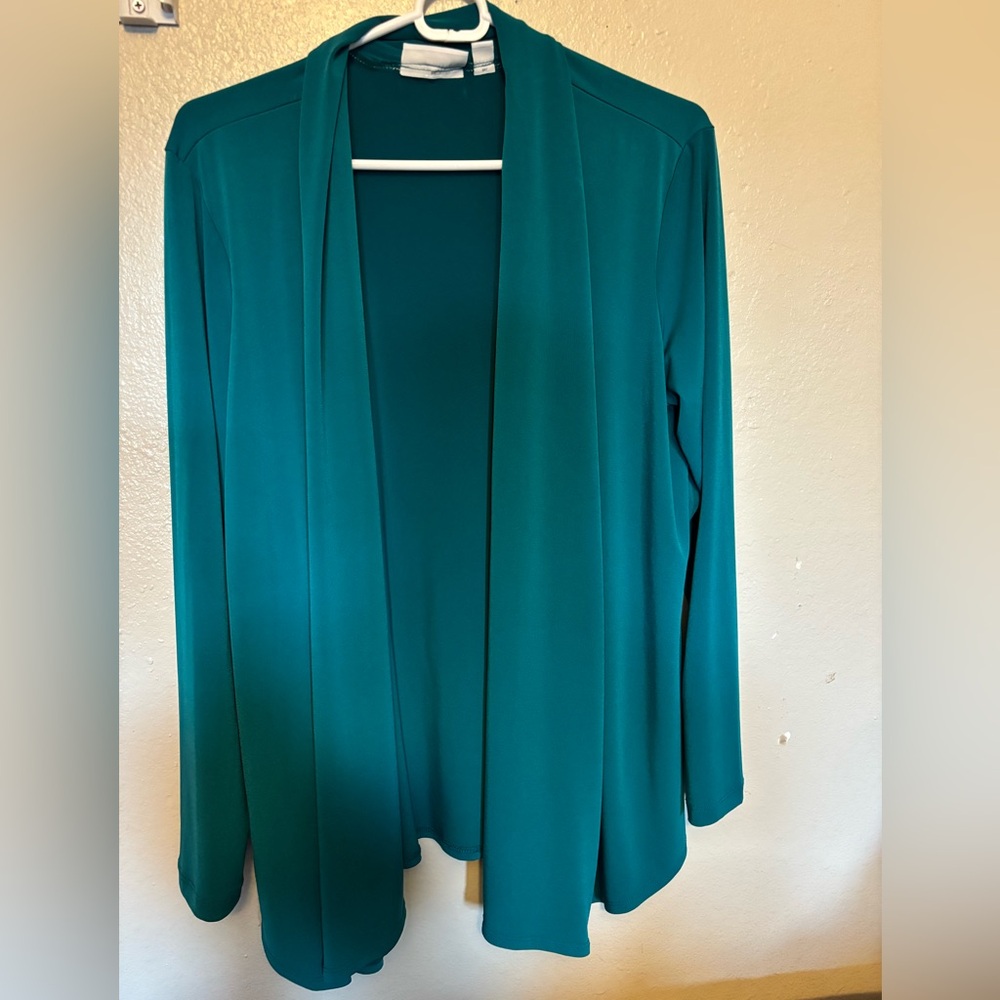 SUSAN GRAVER  Elegant Turquoise Cardigan Size M